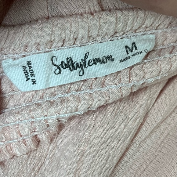 Salty Lemon Pink Palazzo Wide Leg Pants Gauze Beach Coastal Beach Boho Lagenlook - Picture 7 of 8